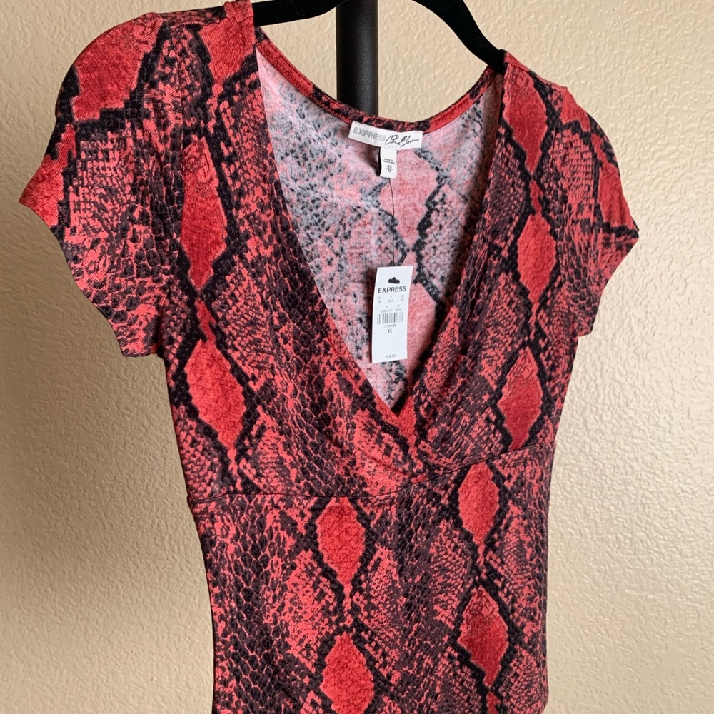 Express NWT red snakeskin print shirt